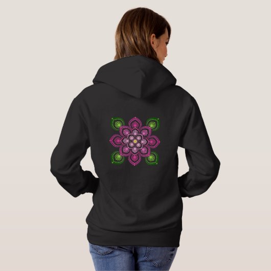 Pull À Capuche Dot vert et pourpre Mandala (Dos entier)