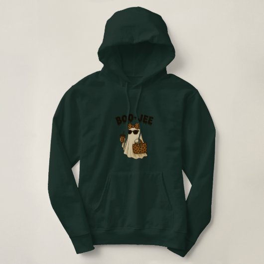 Pull À Capuche Doudoune fantôme à imprimé léopard BOO-JEE (Design devant)