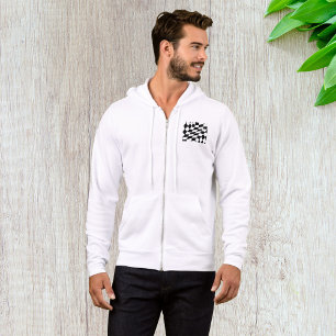 Pull À Capuche Drapeau À damiers Noir Et Blanc Mens Full Zip