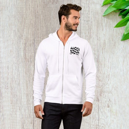 Pull À Capuche Drapeau À damiers Noir Et Blanc Mens Full Zip