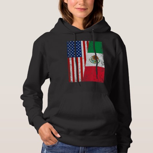 Pull À Capuche Drapeau américain rétro & Mexique Drapeau patrioti (Devant)