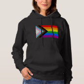 Pull À Capuche Drapeau de fierté de progrès LGBTQ+ (Devant)