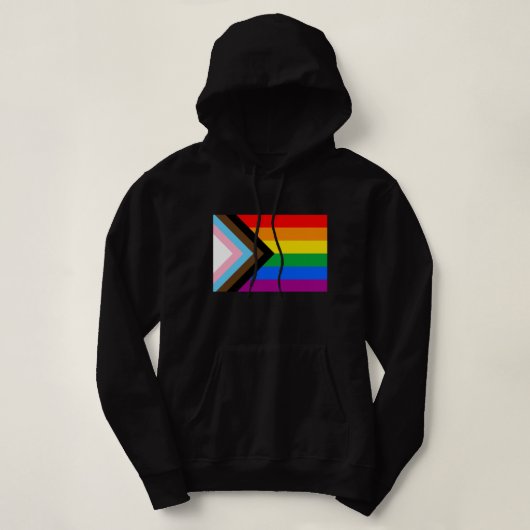 Pull À Capuche Drapeau de fierté de progrès LGBTQ+ (Design devant)