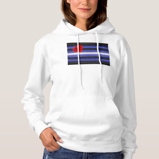 Pull À Capuche Drapeau de fierté en cuir SlipperyJoe's noir bleu  (Devant)