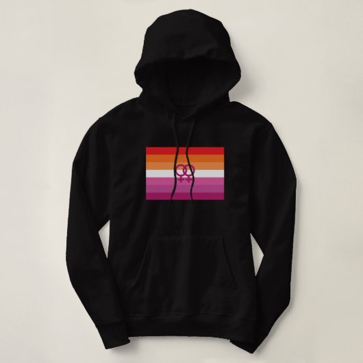 Pull À Capuche Drapeau de fierté lesbienne WLW (Coucher de soleil (Design devant)