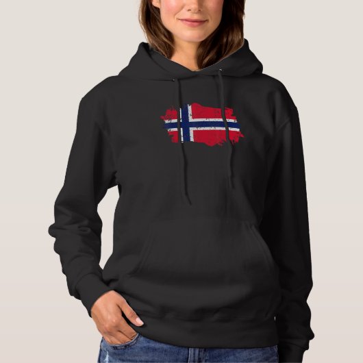 Pull À Capuche Drapeau de la Norvège Drapeau du pays grunge Norvè (Devant)