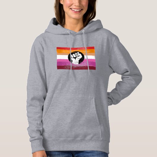 Pull À Capuche Drapeau de protestation peint lesbien (Devant)