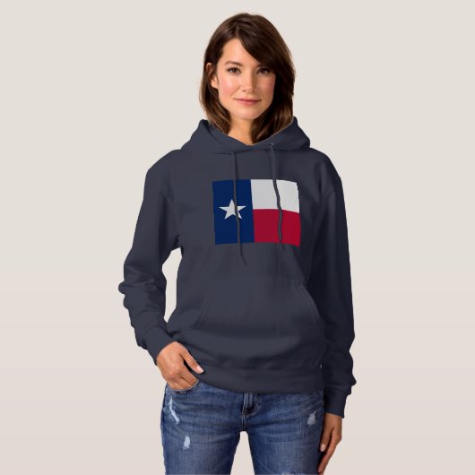 Pull À Capuche Drapeau d'état du Texas - couleur authentique de (Devant entier)