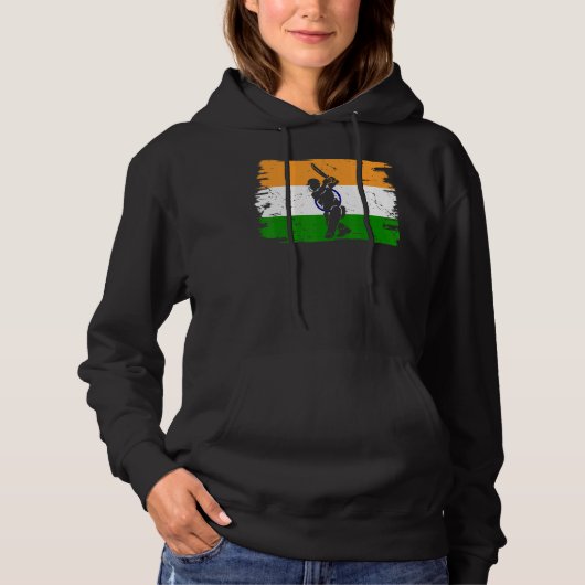 Pull À Capuche Drapeau Indien Des Joueurs De Cricket Drapeau De L (Devant)