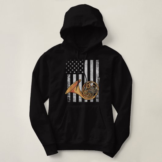 Pull À Capuche Drapeau Patriotique Américain Design - French Horn (Design devant)
