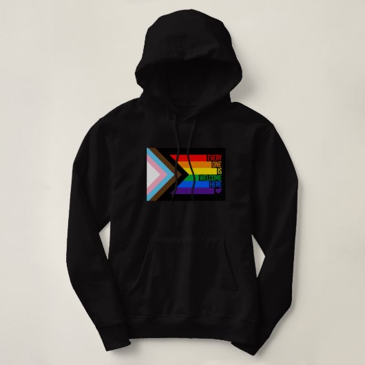 Pull À Capuche Drapeau Progress Pride (Tout le monde est le bienv (Design devant)