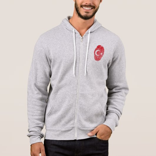 Pull À Capuche Drapeau Turquie Empreinte d'empreintes digitales I (Devant)