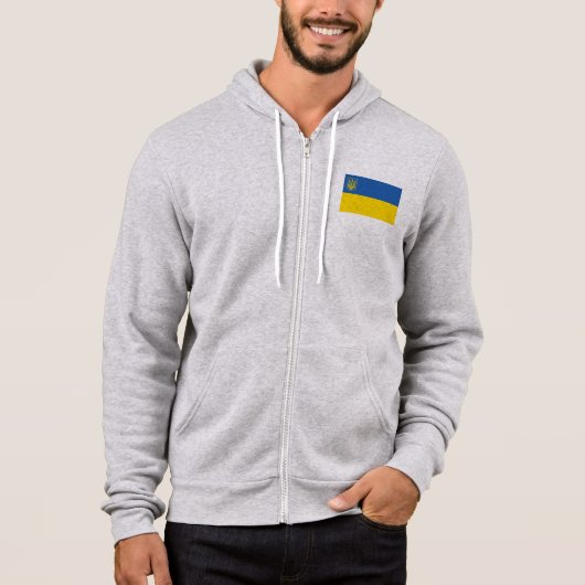 Pull À Capuche Drapeau-Ukraine-avec-Trident (Devant)