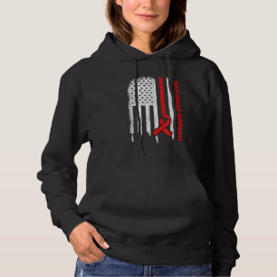 Pull À Capuche Drapeau Usa Rouge Ruban Sensibilisation aux maladi