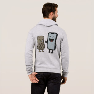 Pull À Capuche Drôle Cartoon _ Nouveau Smartphone vs Vieux Téléph