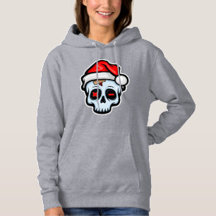 Pull À Capuche Drôle crâne de Noël, style de dessin