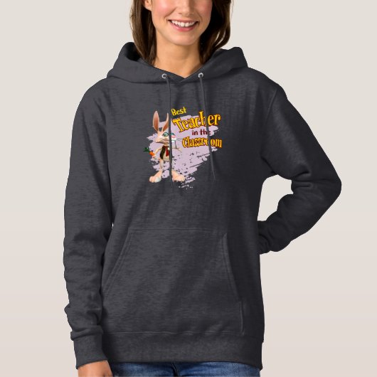 Pull À Capuche Drôle de lapin meilleur professeur de la classe (Devant)