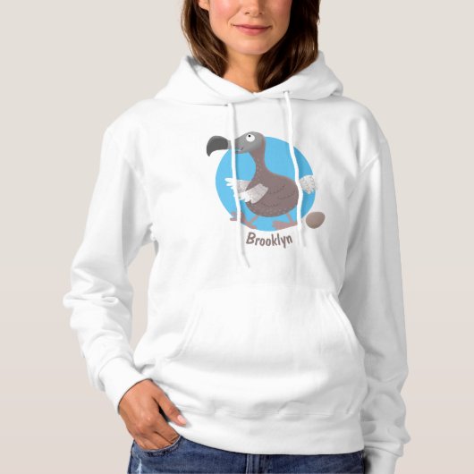Pull À Capuche Drôle dessin animé d'oiseau de dodo (Devant)
