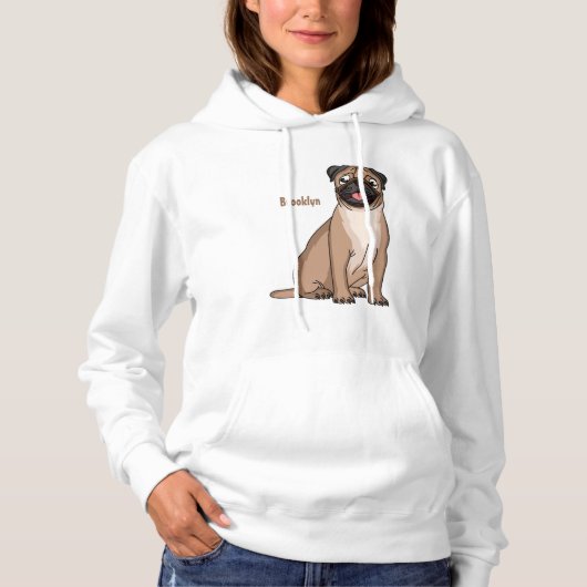 Pull À Capuche Drôle joyeux dessin animé de chien de carlin (Devant)
