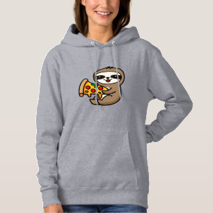 Pull À Capuche Drôle Kawaii Chibi Paresseux avec Pizza � Dessin A