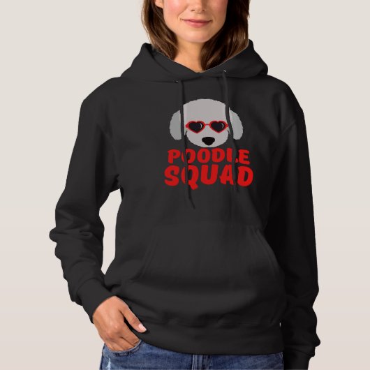 Pull À Capuche Drôle Poodle Squad Rouge mignon Love Poodle Si Yo (Devant)