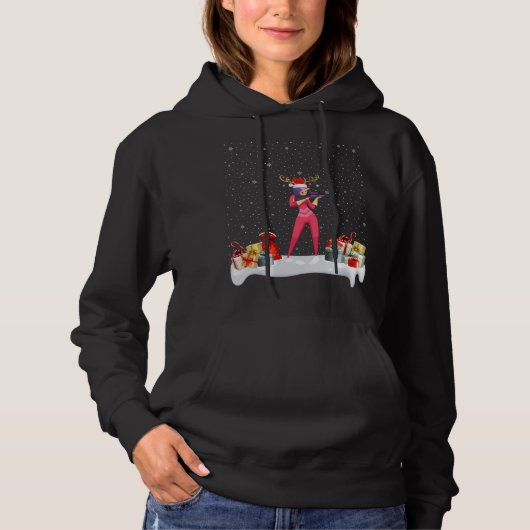 Pull À Capuche Drôle Xmas Éclairage Reindeer Santa Hat Biathlon C (Devant)