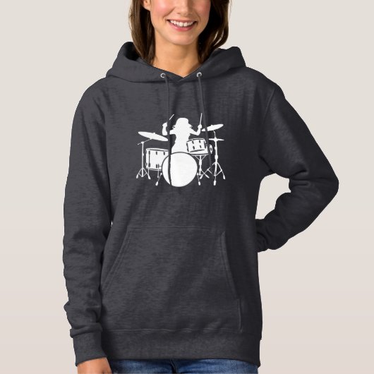 Pull À Capuche Drummer Girl | Drums Drummer Gift  (Devant)