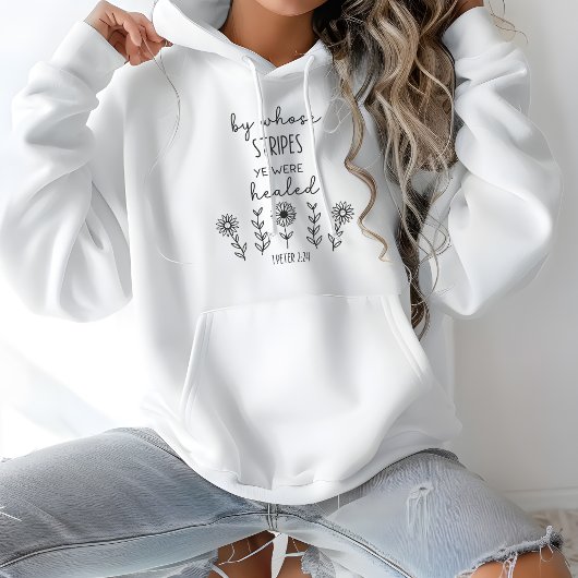 Pull À Capuche Écriture de guérison "Par les rayures de qui" Bibl