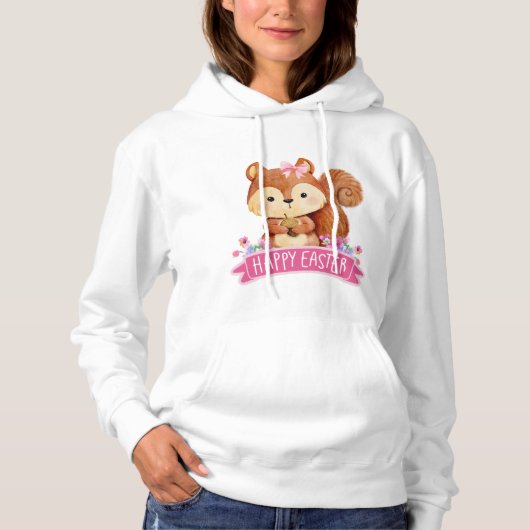 Pull À Capuche Écureuil Joyeuses femmes de Pâques (Devant)