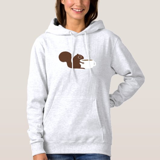 Pull À Capuche Écureuil mignon au café | Whimsical Animal Art (Devant)