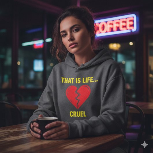 Pull À Capuche Edgy Y2K Broken Heart Hoodie - That Is Life Cruel