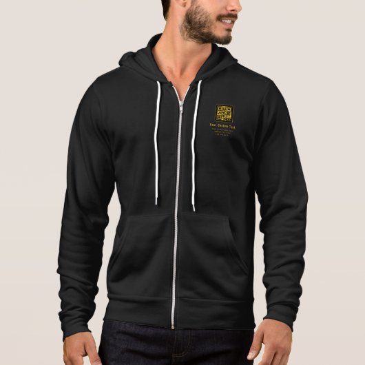 Pull À Capuche Editable QR Code & Text Template | Black & Gold (Devant)
