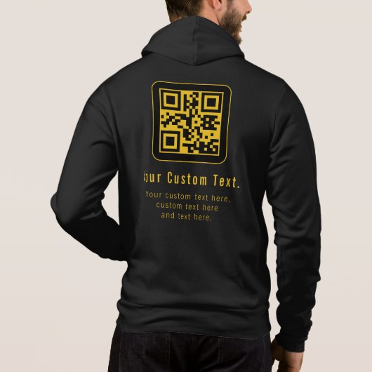 Pull À Capuche Editable QR Code & Text Template | Black & Gold (Dos)