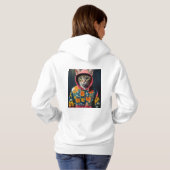 Pull À Capuche Élégance florale Feline (Dos entier)