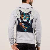 Pull À Capuche Élégance monochrome : Adoration de toile culturell (Dos)