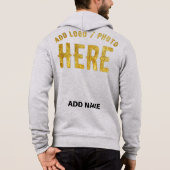 PULL À CAPUCHE ÉLÉGANT MODERNE PERSONNALISABLE GRIS VÉRIFIÉ DE MA (Dos)