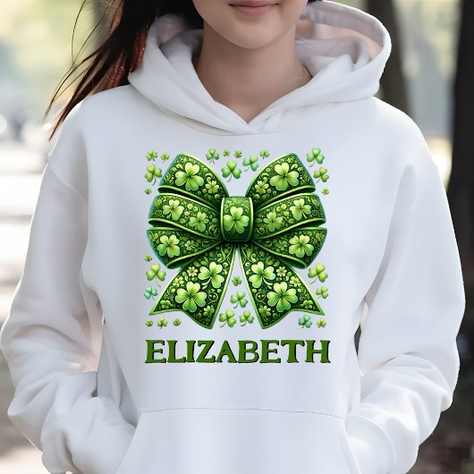 Pull À Capuche Elégant Retro Green Coquette St. Patrick's Day