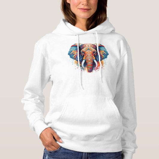 Pull À Capuche Eléphant de style bohémien (Devant)