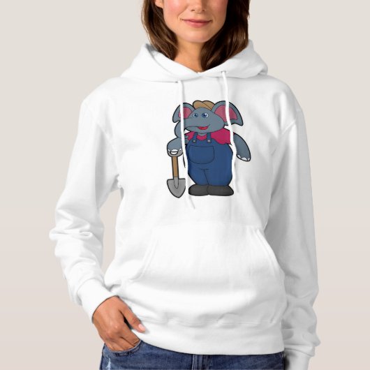 Pull À Capuche Elephant en tant que fermier avec Shovel (Devant)