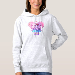 Pull À Capuche Eléphant rose Kawaii dans l'amour