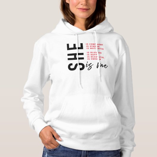 Pull À Capuche ELLE Est Moi – Typographie D'affirmation Empowerin (Devant)