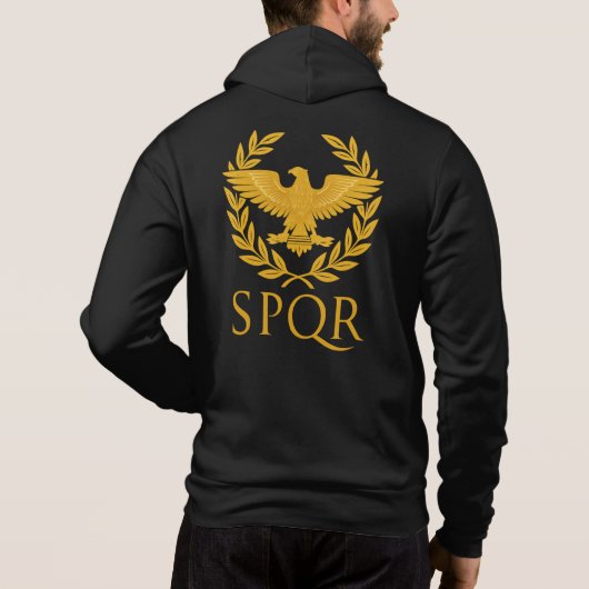 Pull À Capuche Emblème de l'aigle romain SPQR – Aigle doré et lau (Dos)