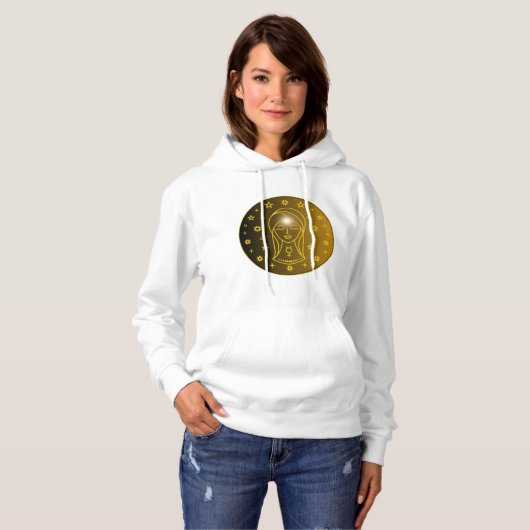 Pull À Capuche Emblème du Zodiaque Vierge | Symbole Céleste Minim (Devant entier)