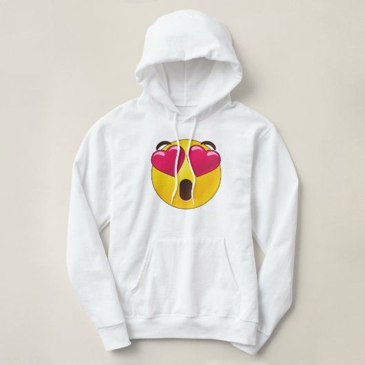 Pull À Capuche Emoji Coeur Yeux Valentines (Design devant)