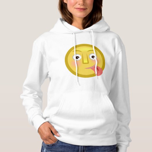 Pull À Capuche Émoticône Langue Dehors Visage Rigolo Niais (Devant)