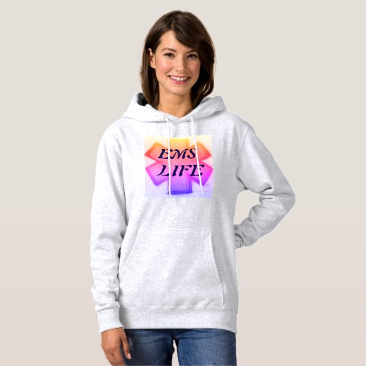 Pull À Capuche "EMS Life" féminin jaune rose violet étoile de la (Devant entier)