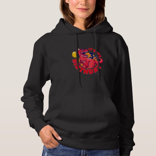 Pull À Capuche Enfants C'est mon 3e anniversaire Joyeux 3 ans Rex (Devant)