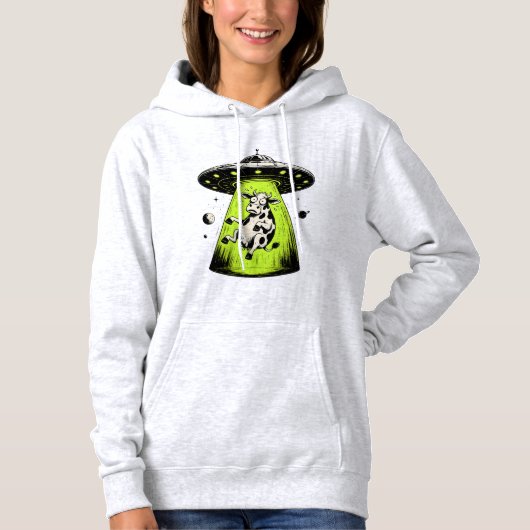 Pull À Capuche Enlèvement de vache extraterrestre Weirdcore Surré (Devant)