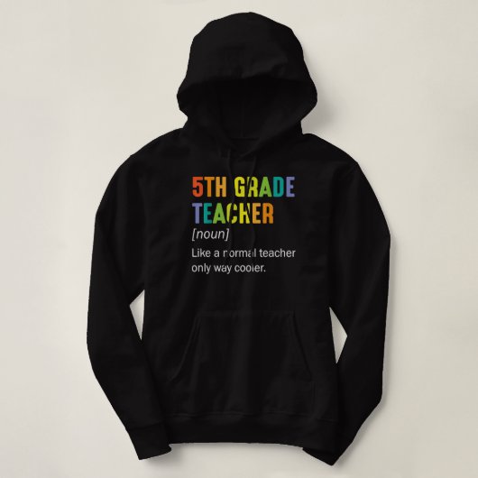 Pull À Capuche Enseignant de 5e année Noun Comme un enseignant no (Design devant)