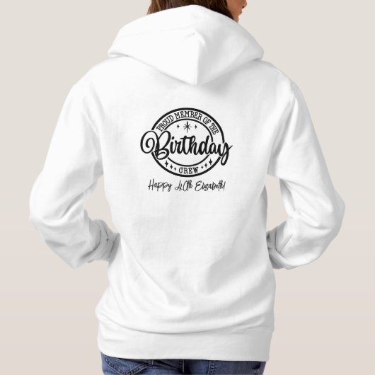 Pull À Capuche Équipe d'Anniversaire correspondant Customisé Grou (Dos)